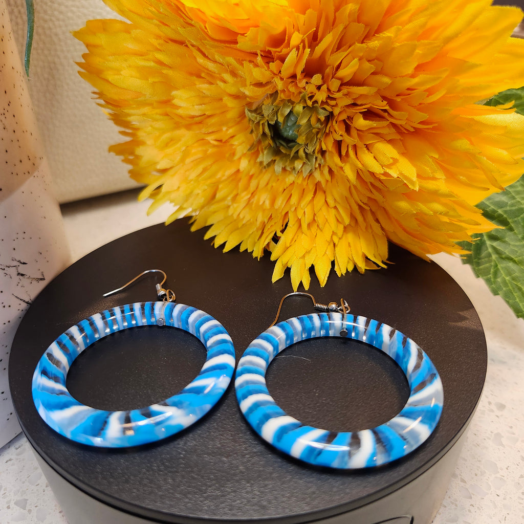 Blue & White Circle Earrings