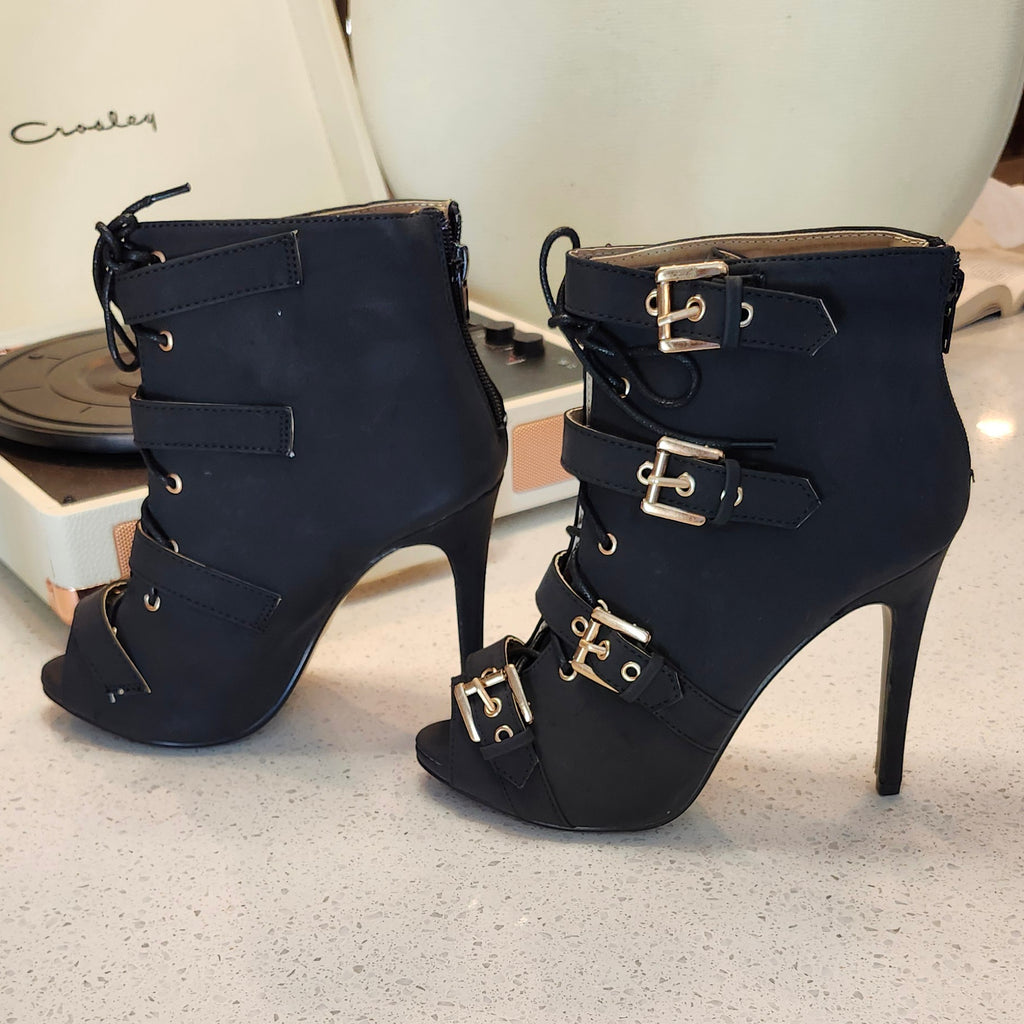 Black Buckle Stilettos