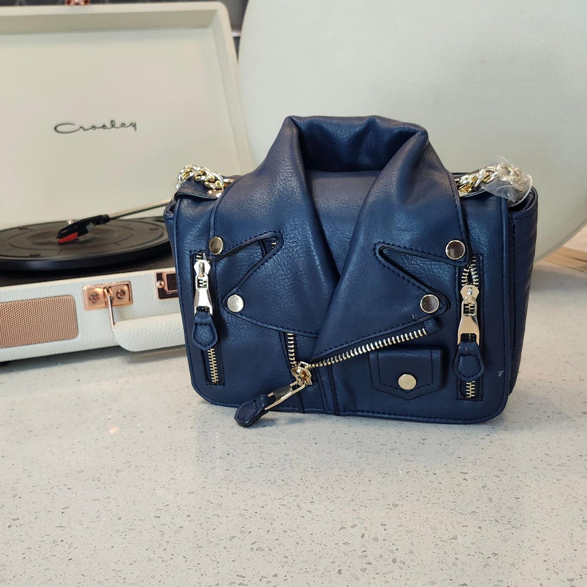 Navy Blue Leather Purse