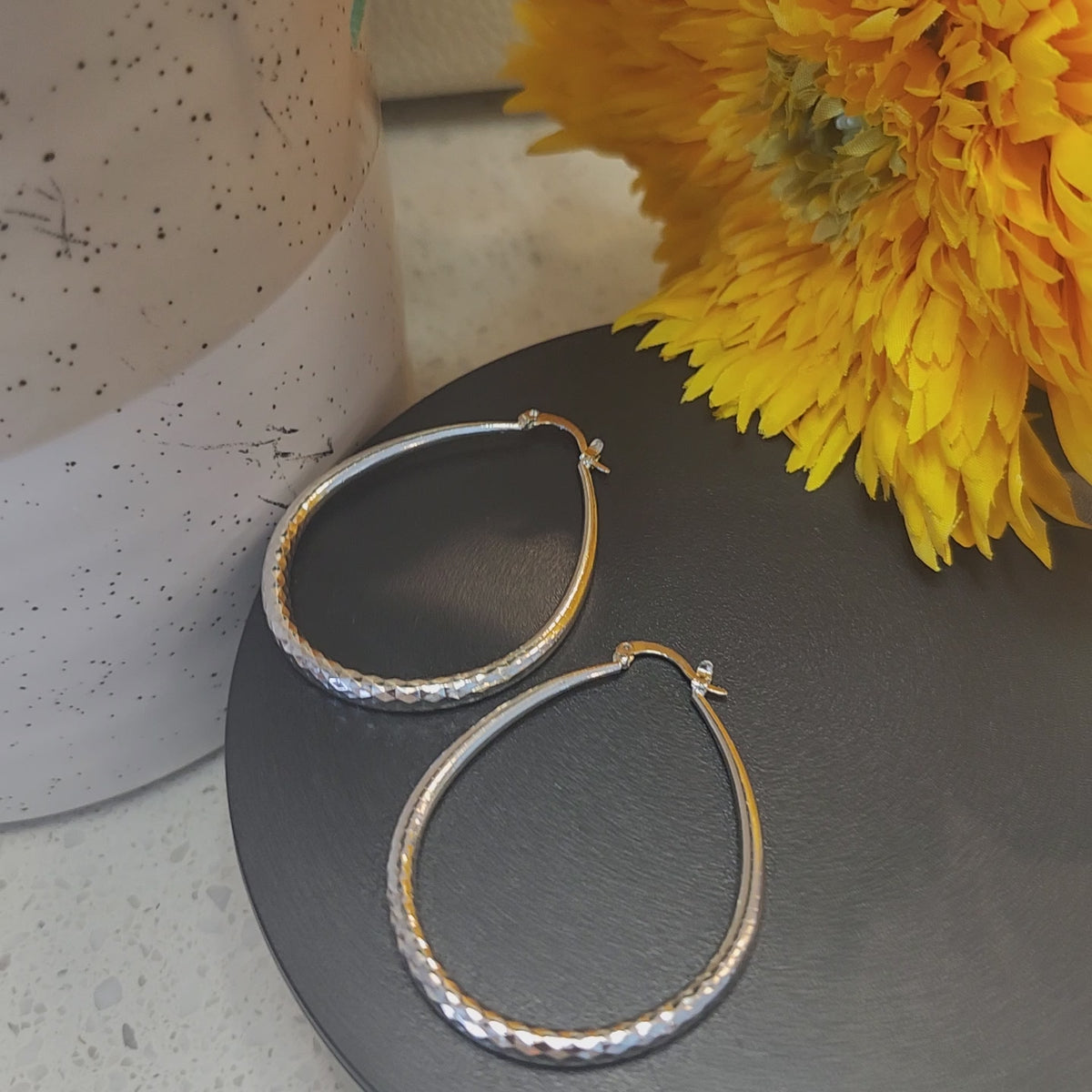 Silver Oval Hoops