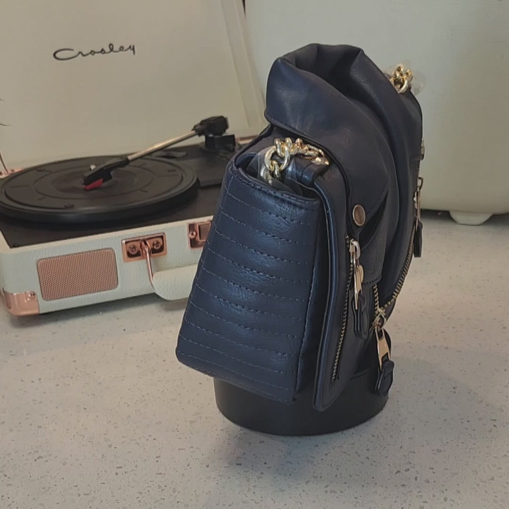 Navy Blue Leather Purse
