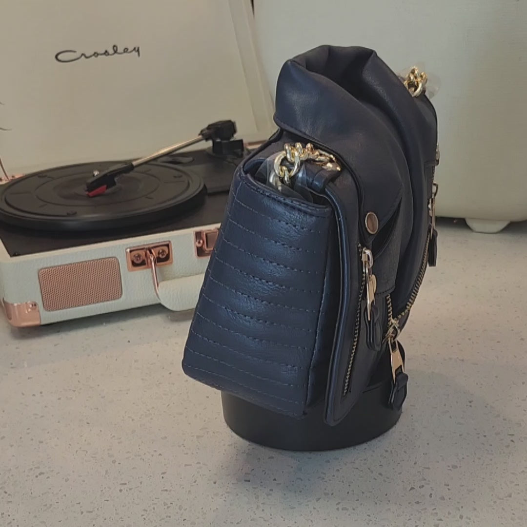 Navy Blue Leather Purse