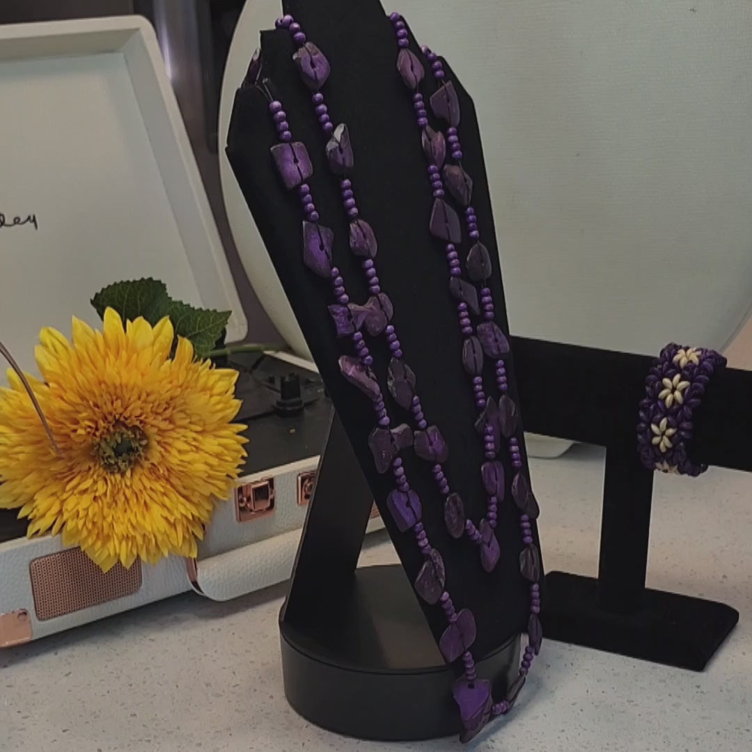 Purple Stone Necklace & Bracelet Set