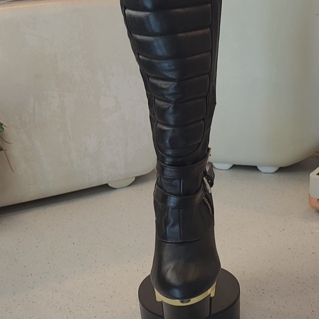 Black & Gold Stiletto Boots